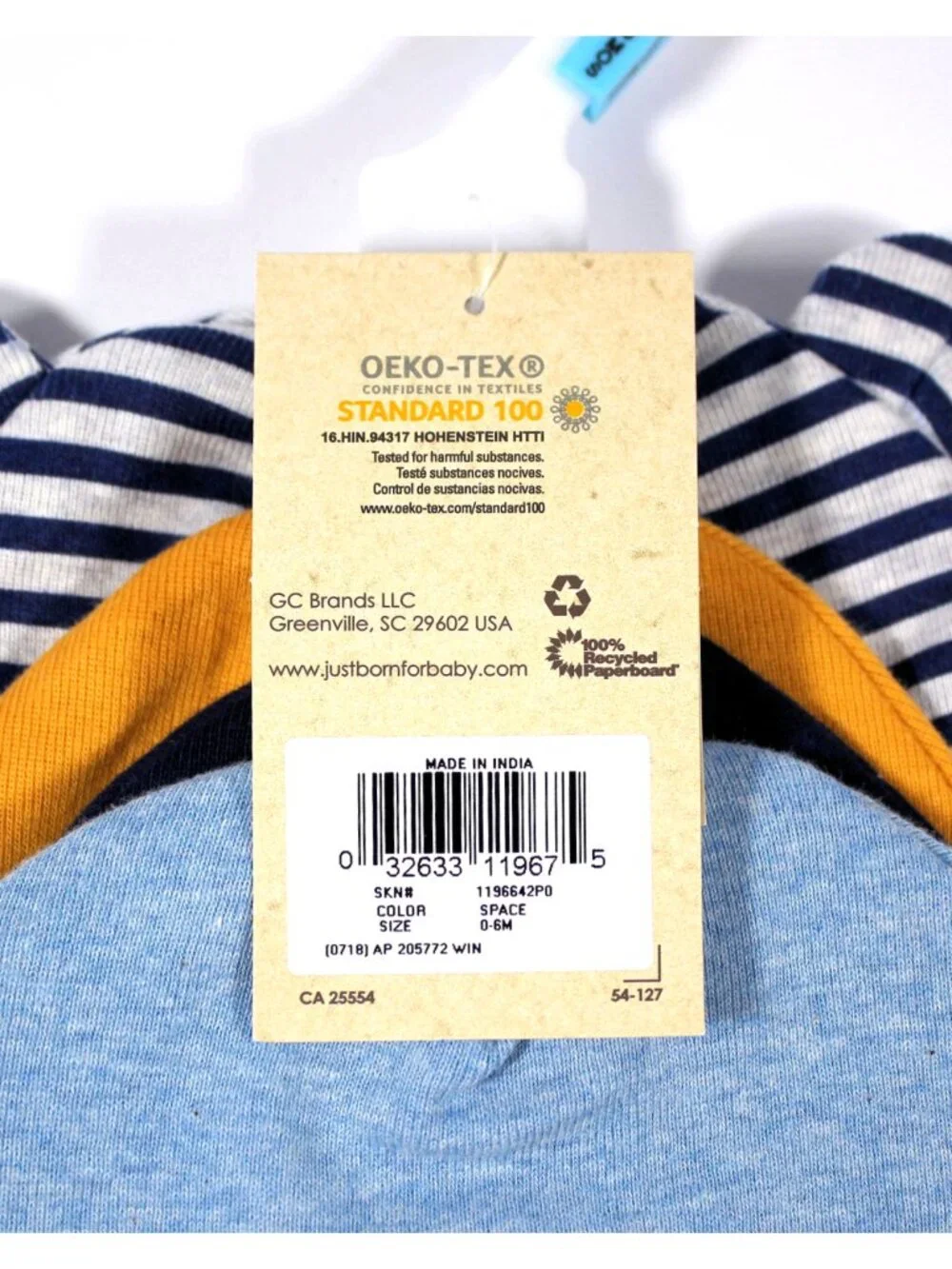 Just Born Baby Boys' 4-pk 100% Organic Cotton Solid Stripes Printed Baby Caps
